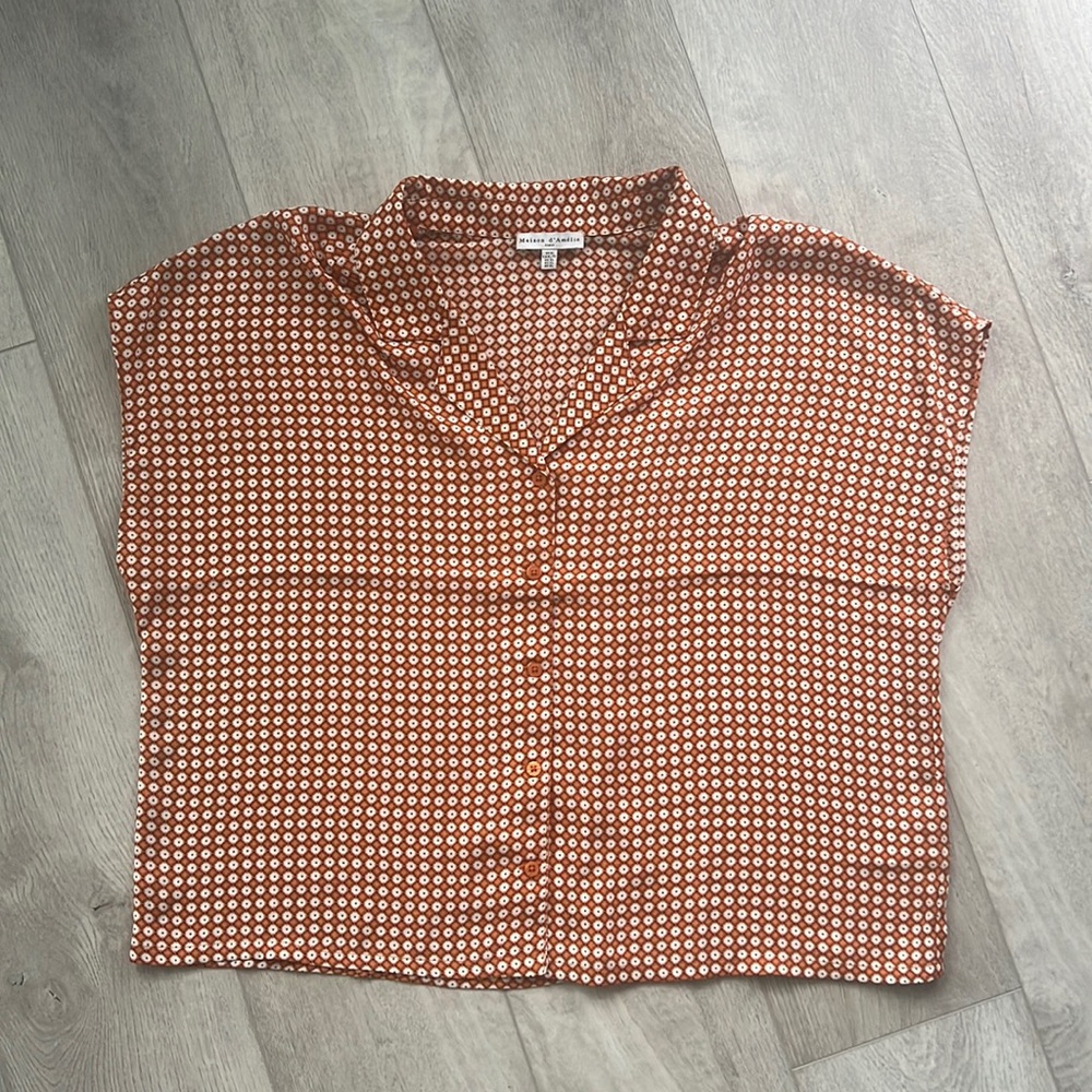 Women’s blouse, orange and navy